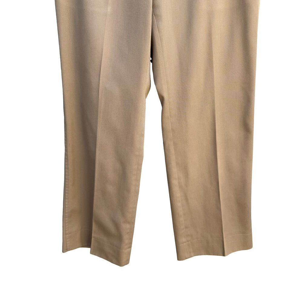 Lands End Direct Merchants Vintage Mens Khaki Twill Trousers Button Pockets Tan