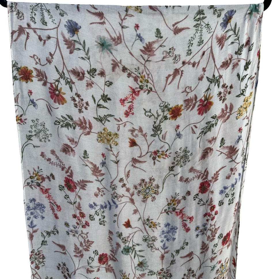 Christopher & Banks Feminine Cottagecore Garden Floral Botanical Scarf Wrap OS
