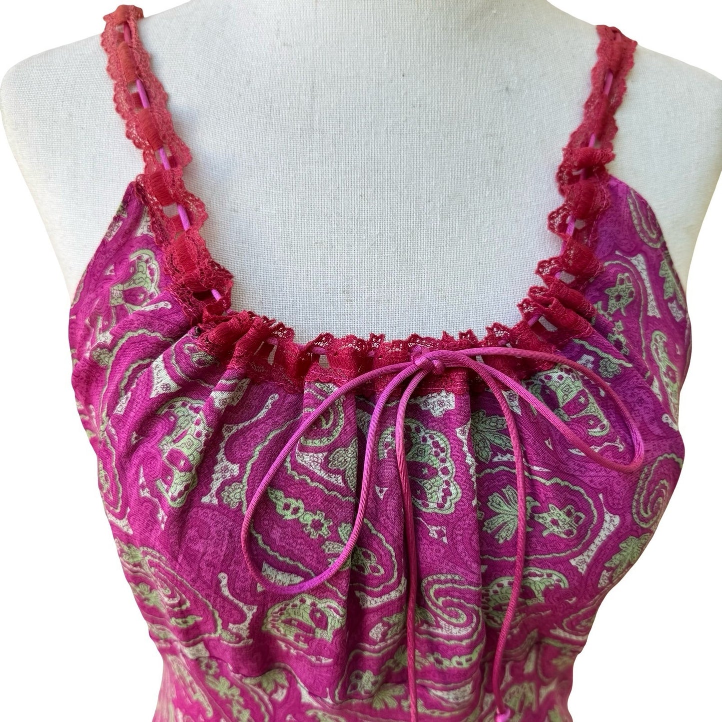 Sharagano Paris Vivian Y2K Boho Fairycore Paisley Mesh French Lace Maxi Dress M