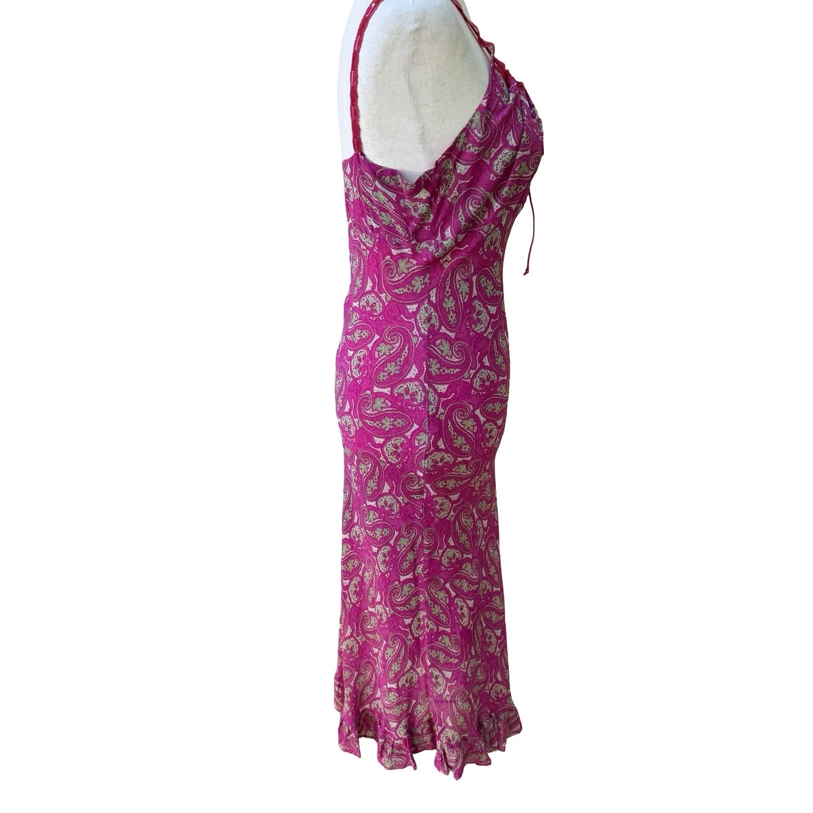 Sharagano Paris Vivian Y2K Boho Fairycore Paisley Mesh French Lace Maxi Dress M