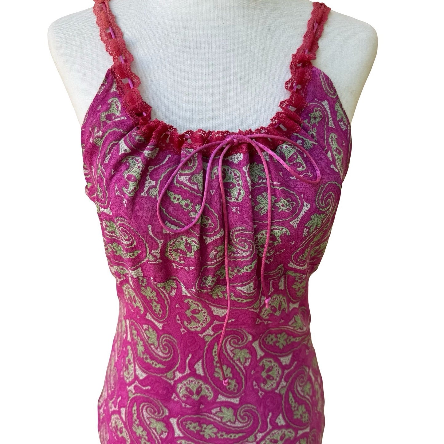Sharagano Paris Vivian Y2K Boho Fairycore Paisley Mesh French Lace Maxi Dress M