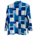 Switch Susan Graver Style Womens Button Long Sleeve Blue Geometric Print Shirt Blouse S 2 image