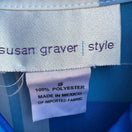 Switch Susan Graver Style Womens Button Long Sleeve Blue Geometric Print Shirt Blouse S 3 image