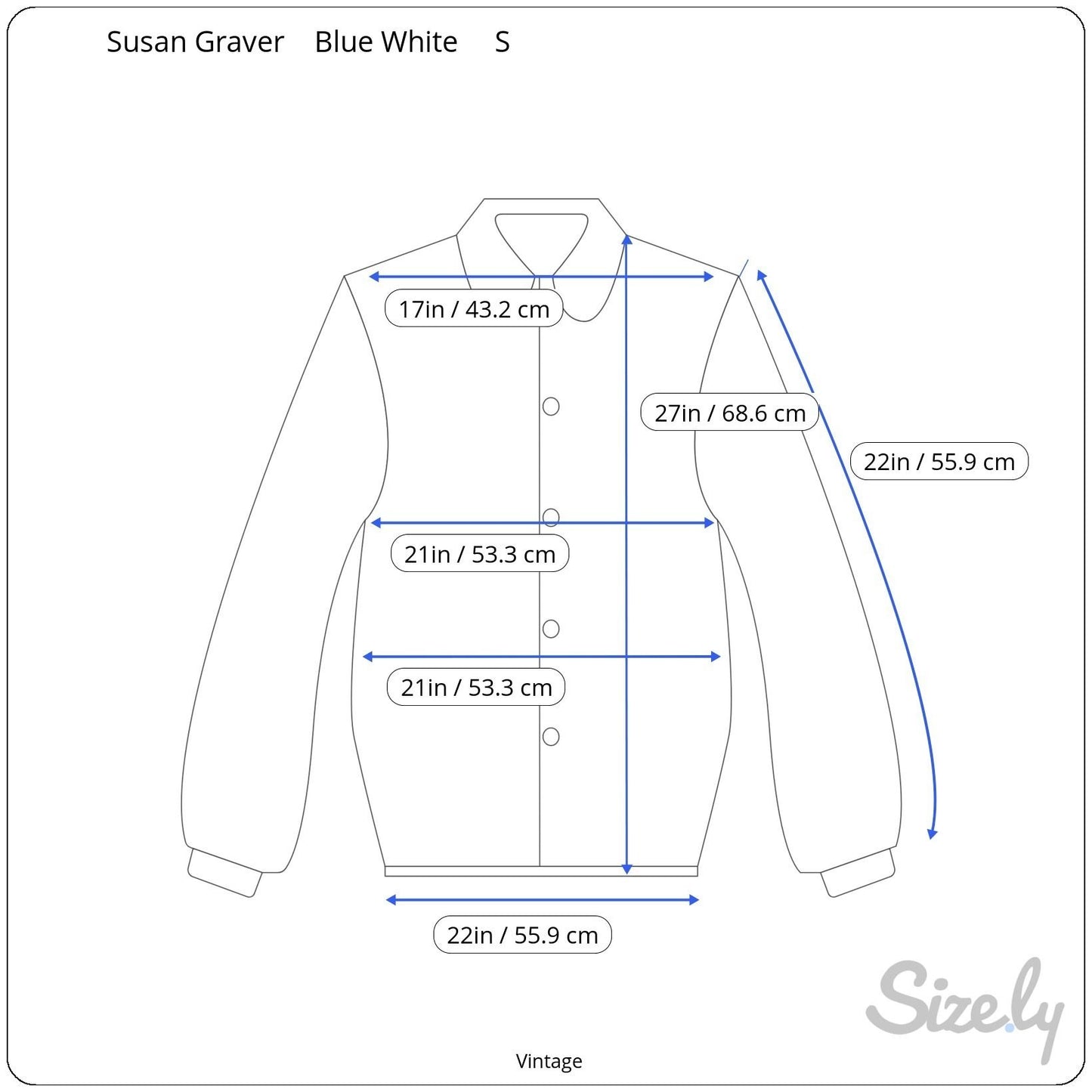 Susan Graver Style Womens Button Long Sleeve Blue Geometric Print Shirt Blouse S