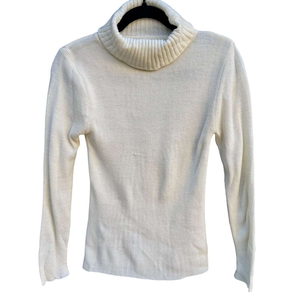 Daddy$ Money Vintage 70s 80s Knit Turtleneck Sweater Honey Fashions White Womens