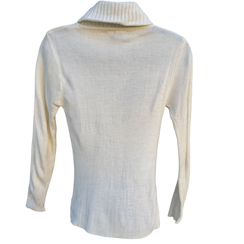 Daddy$ Money Vintage 70s 80s Knit Turtleneck Sweater Honey Fashions White Womens
