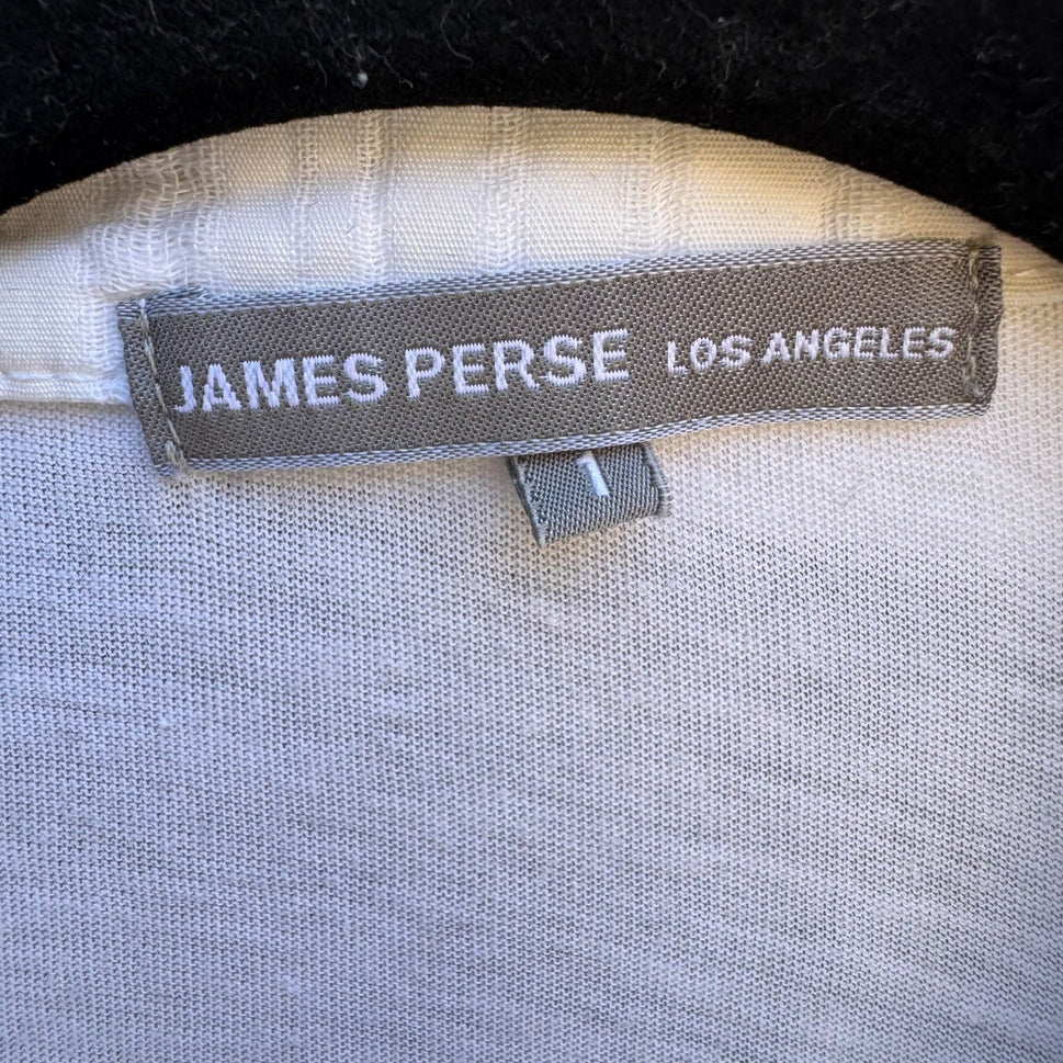 James Perse Minimalist Coastal Resortwear Cotton Gauze Drawstring Waist Shirt S