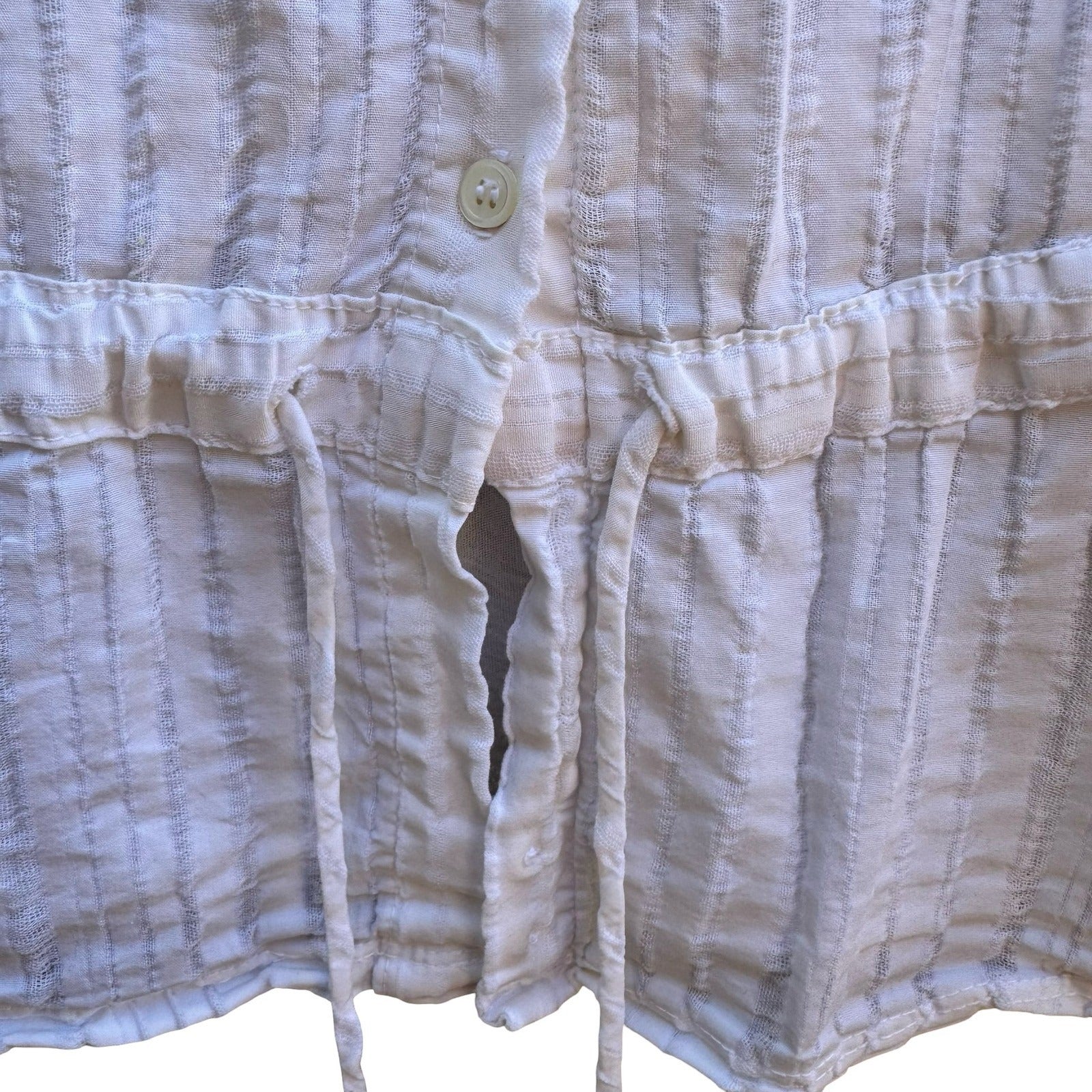 James Perse Minimalist Coastal Resortwear Cotton Gauze Drawstring Waist Shirt S