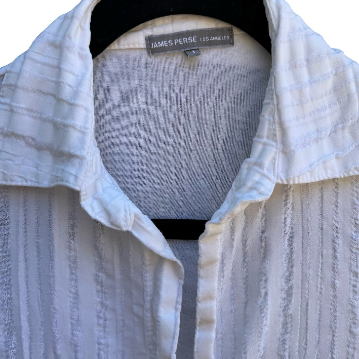 James Perse Minimalist Coastal Resortwear Cotton Gauze Drawstring Waist Shirt S