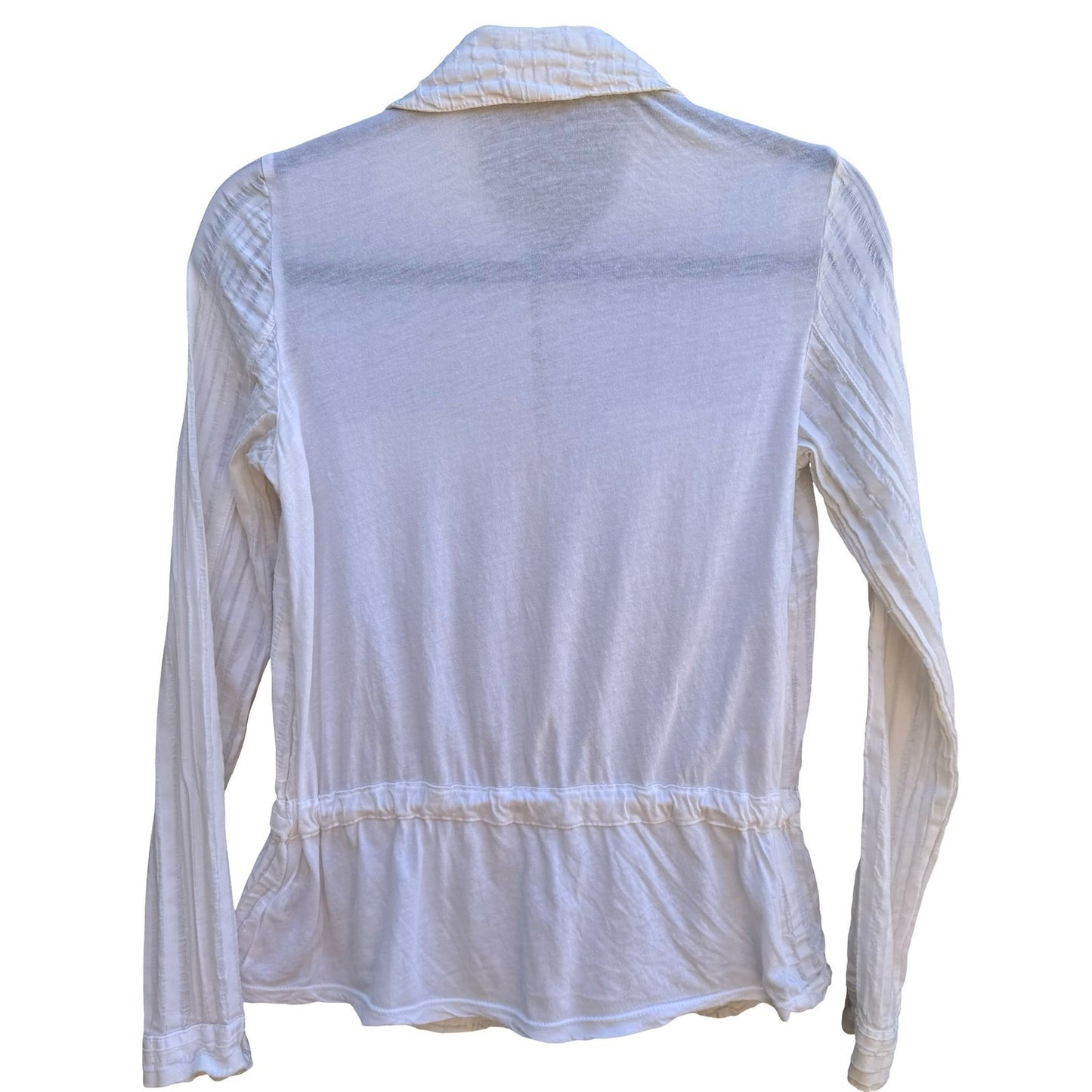 James Perse Minimalist Coastal Resortwear Cotton Gauze Drawstring Waist Shirt S