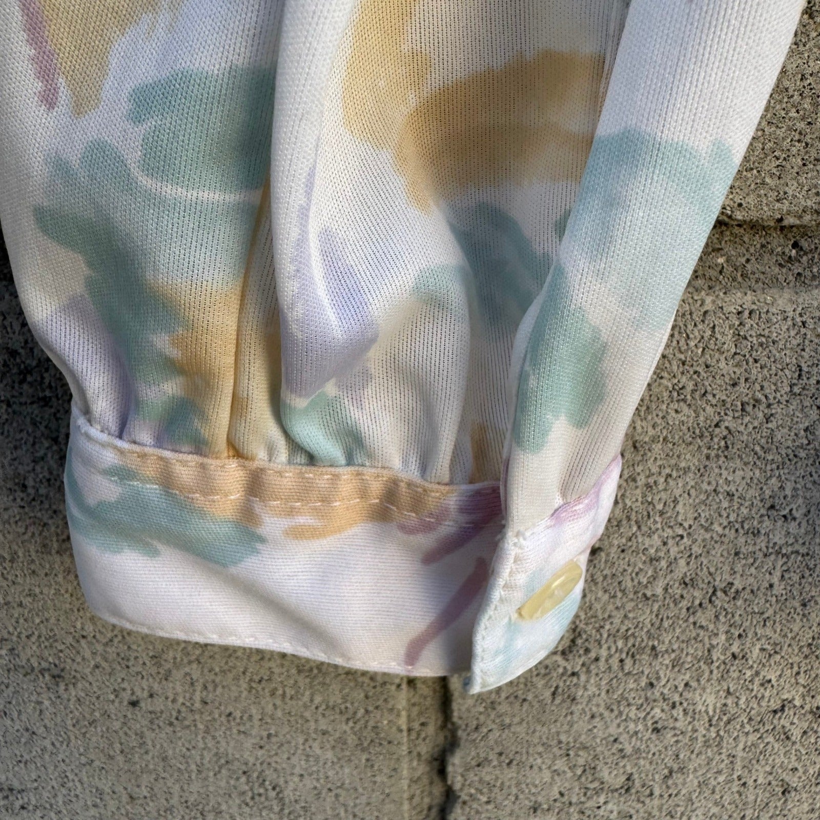 Panther Vintage 70s 80s Pastel Floral Button Down Blouse Long Sleeve White L