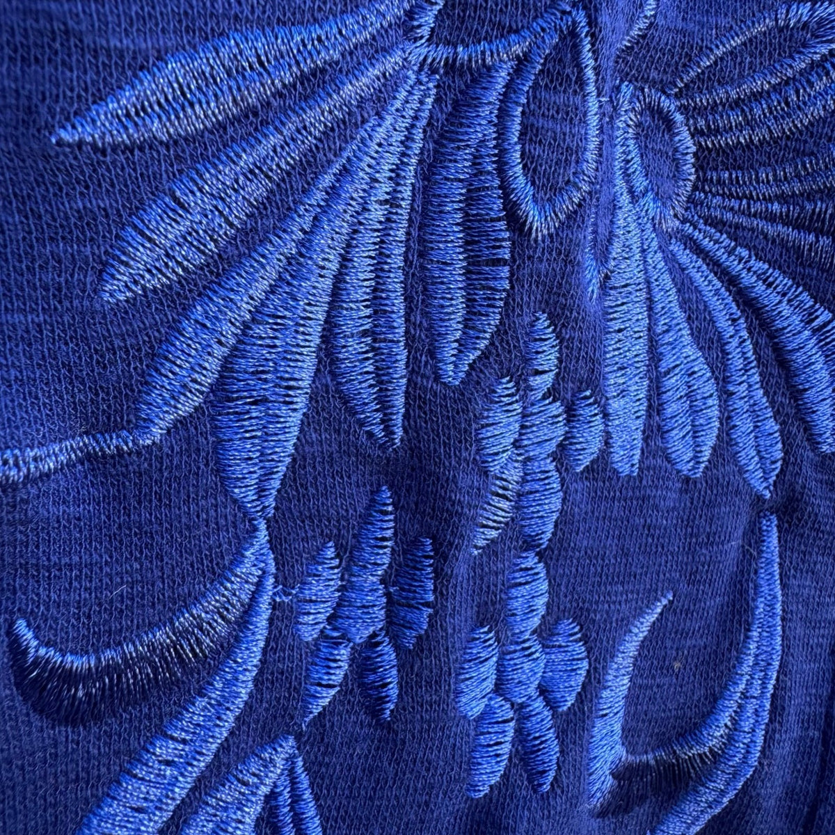 Onque Casual Boho Cottagecore Cobalt Blue Folk Floral Embroidered Jacket L NWT