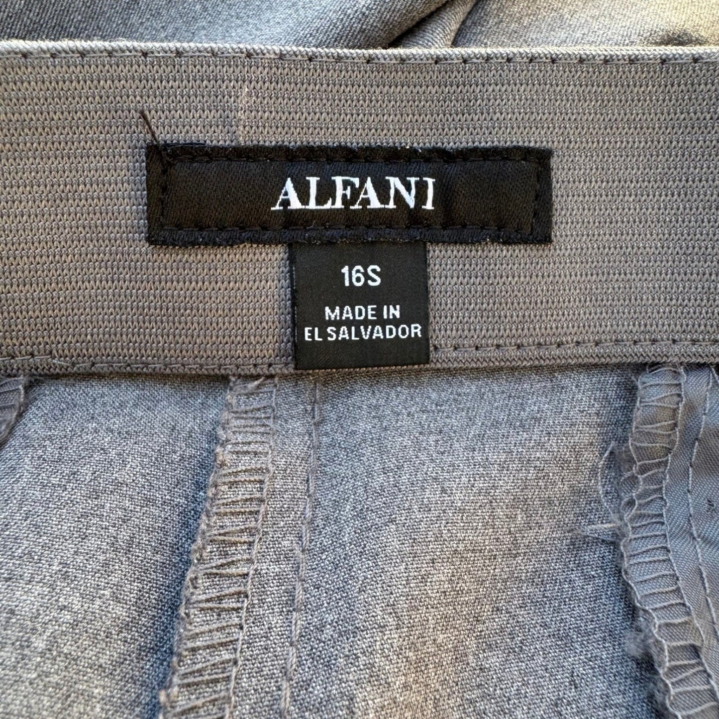 Alfani Careerwear Straight Leg Comfort Waist Dress Pants Grey Womens 16S NEW