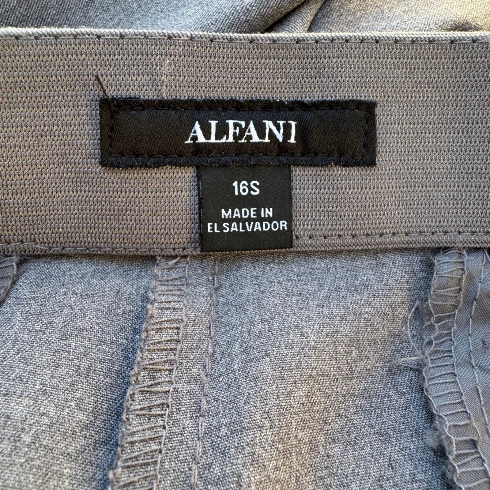 Alfani Careerwear Straight Leg Comfort Waist Dress Pants Grey Womens 16S NEW