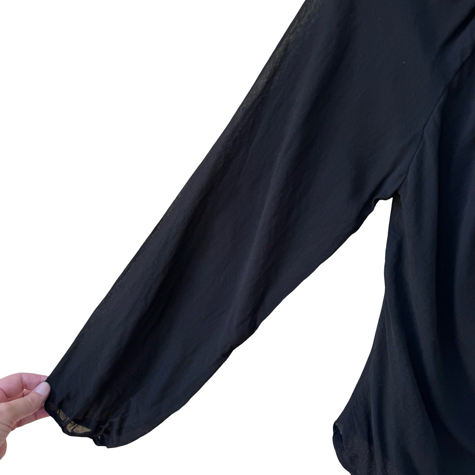 Sheri Bodell Y2K Silk Sheer Minimalist One Shoulder Asymmetric Side Tie Blouse S
