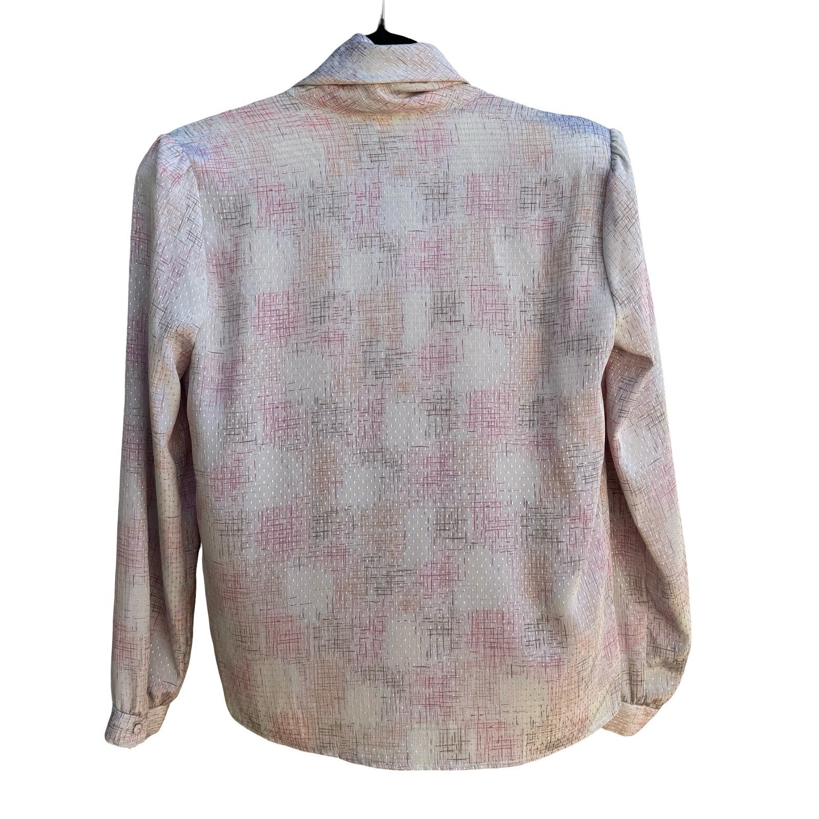 Petite Illustrations Vintage 80s Twee Secretary Librarian Neck Bow Pink Blouse 8