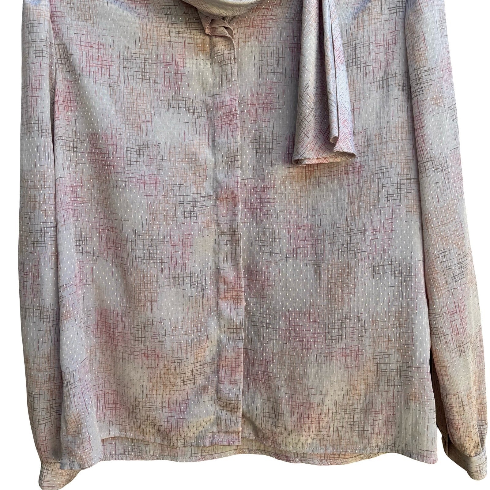Petite Illustrations Vintage 80s Twee Secretary Librarian Neck Bow Pink Blouse 8