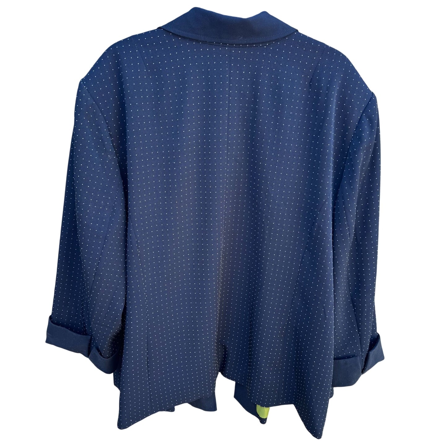 Maggie Barnes Navy Polka Dot Open Front Rolled Cuff Jacket 3X 26/28W Lightweight