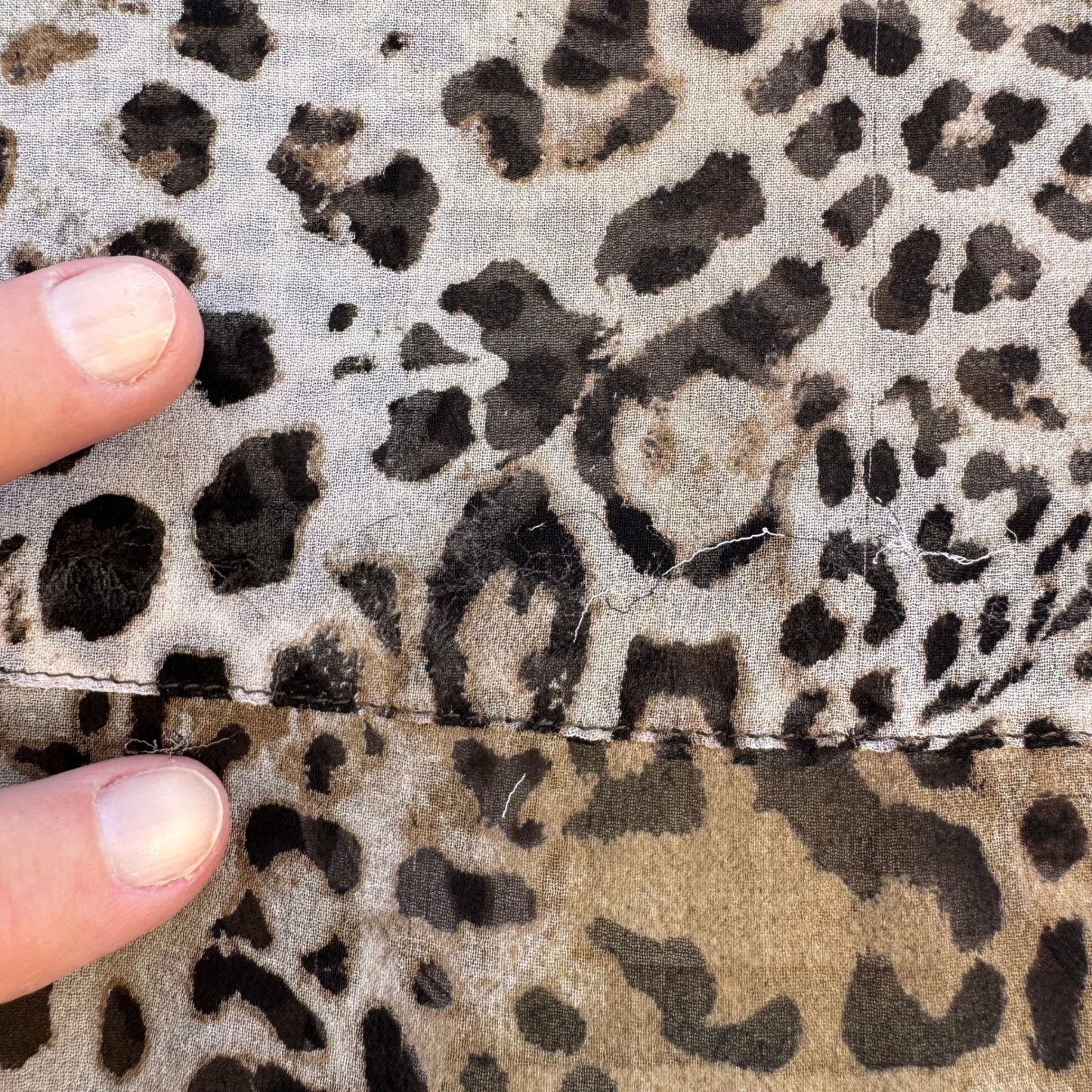 Chicos Silk Leopard Print Semi Sheer Blouse Brown Animal Print Tunic Size 3 XL