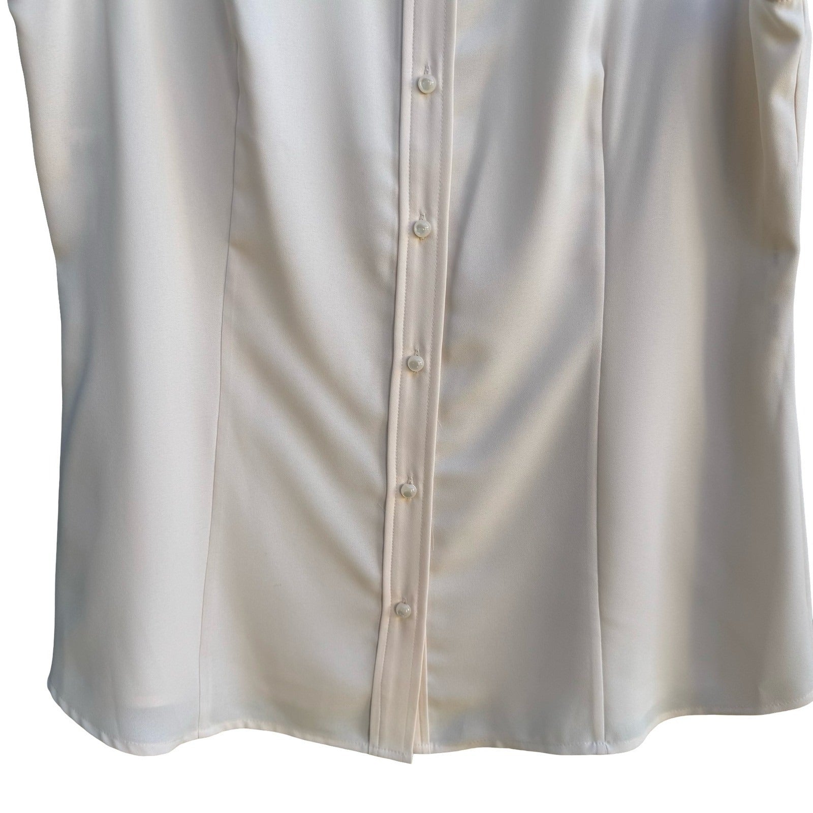 Anne Klein Minimalist Sleeveless Peter Pan Collar Blouse Off White Blouse 14