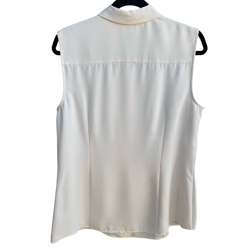Anne Klein Minimalist Sleeveless Peter Pan Collar Blouse Off White Blouse 14