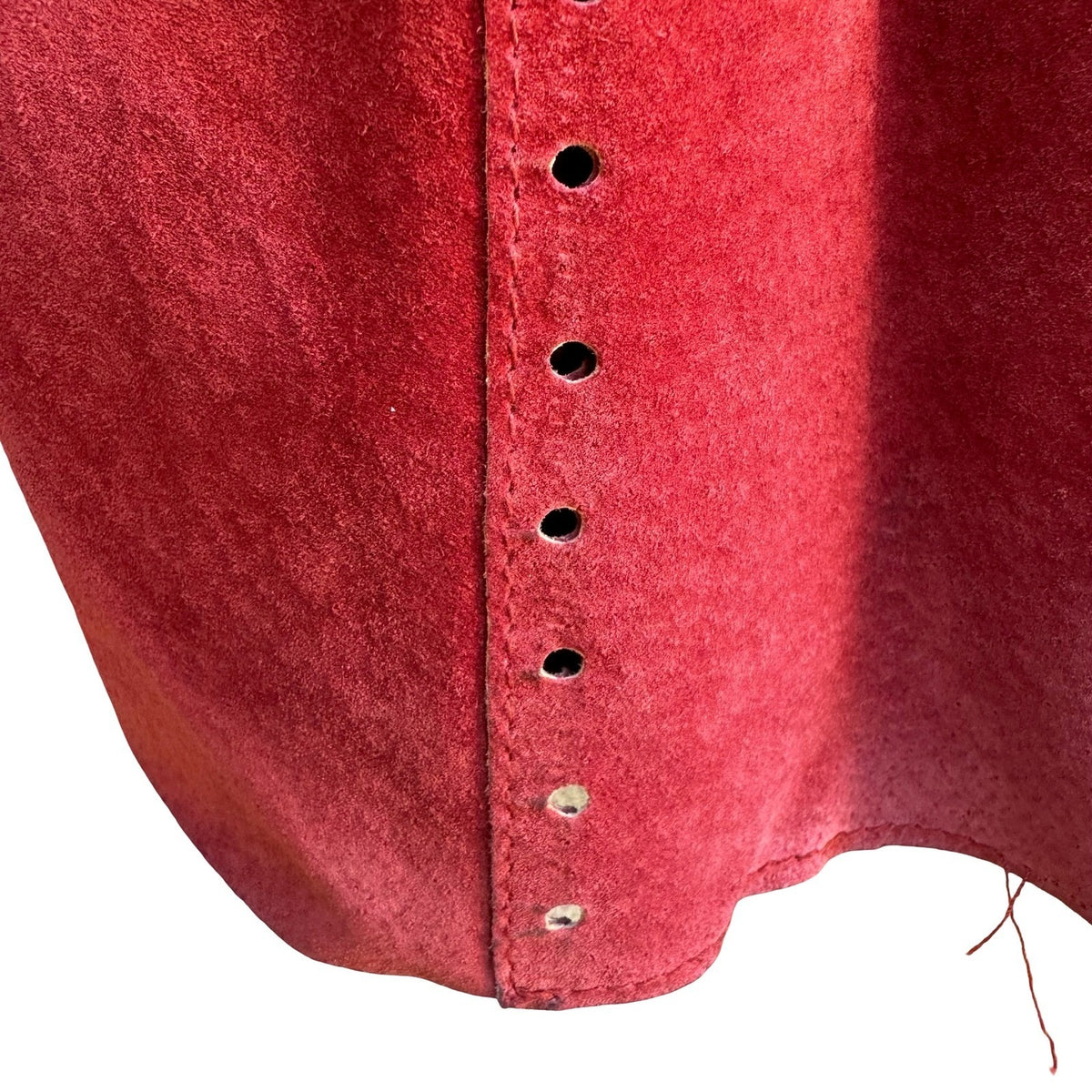 Cynthia Steffe Y2K Perforated Suede Leather Moto Western Boho Jacket Tomato Red