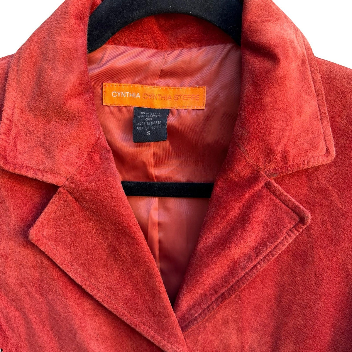 Cynthia Steffe Y2K Perforated Suede Leather Moto Western Boho Jacket Tomato Red