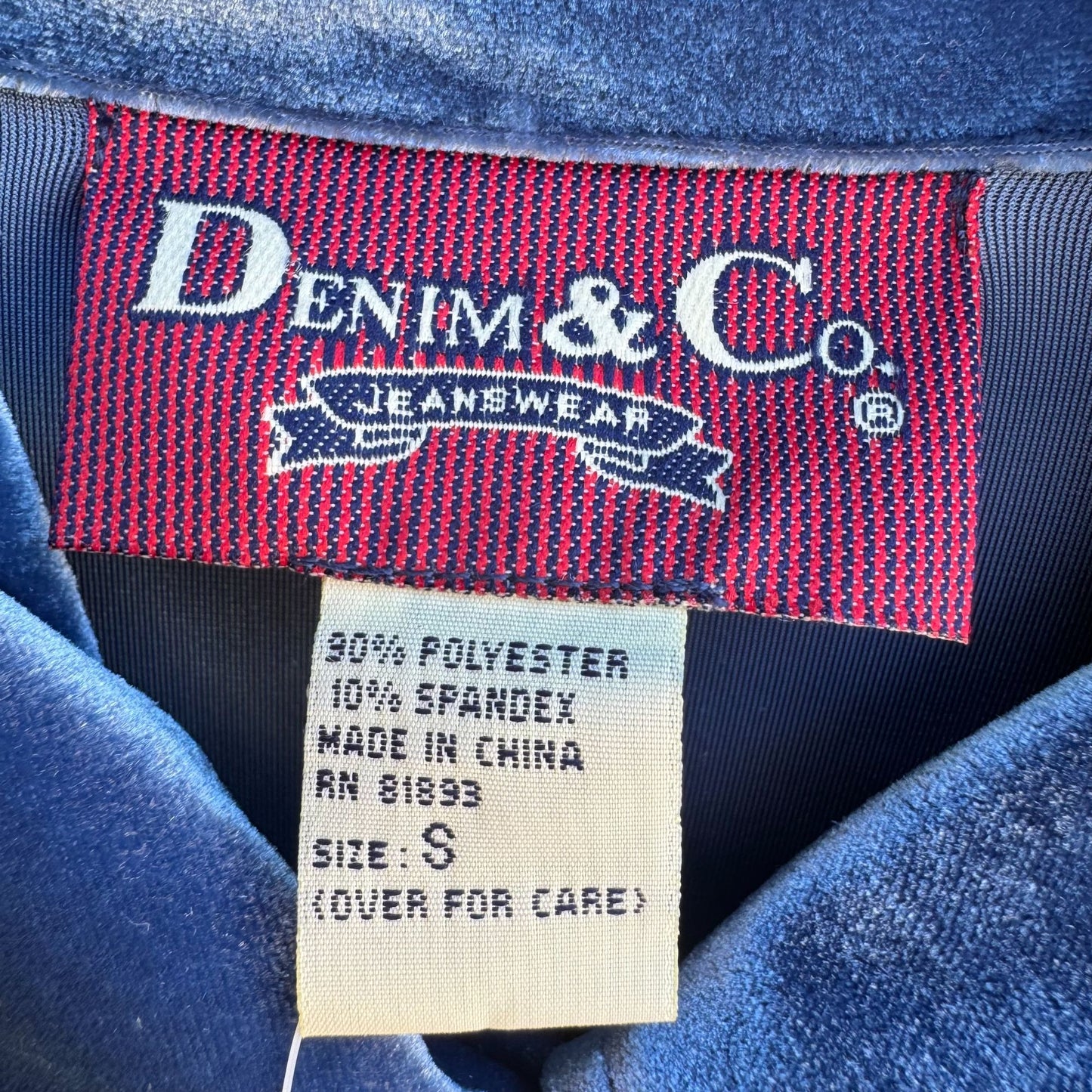 Denim & Co Vintage Womens Blue Velvet Long Sleeve Glam Button-Up Shirt New S