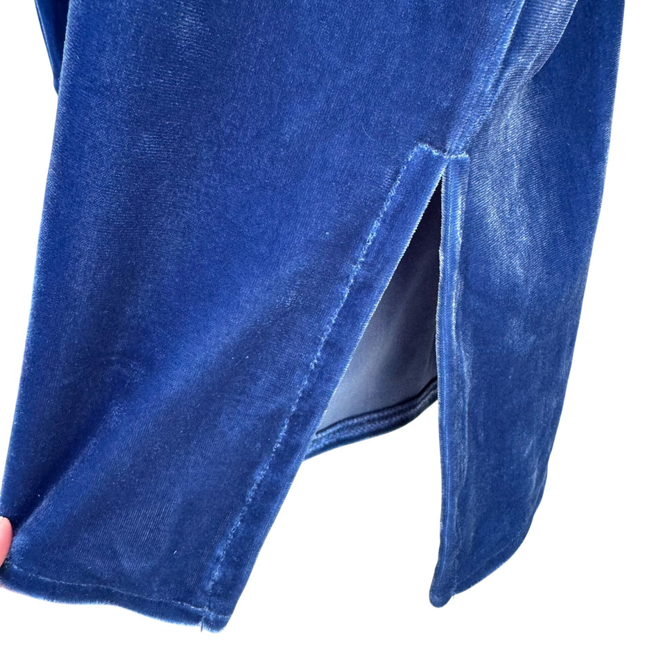 Denim & Co Vintage Womens Blue Velvet Long Sleeve Glam Button-Up Shirt New S