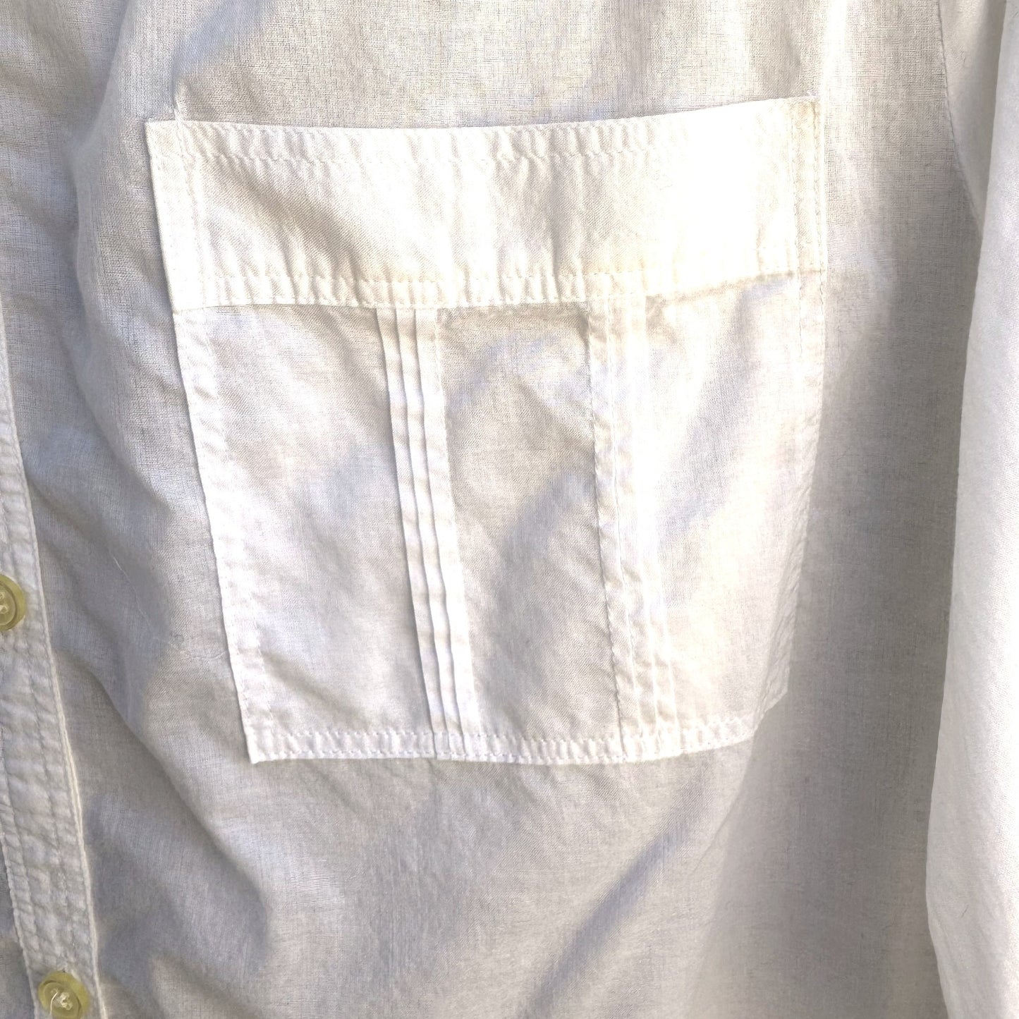 Banana Republic White Button Up Long Sleeve Chest Pockets Mandarin Collar Shirt