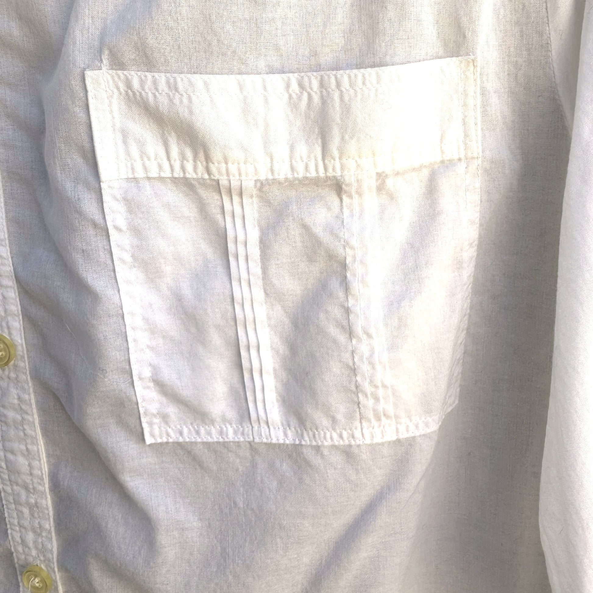 Banana Republic White Button Up Long Sleeve Chest Pockets Mandarin Collar Shirt