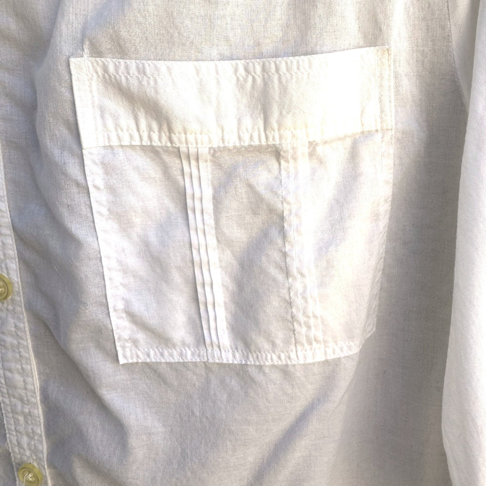 Banana Republic White Button Up Long Sleeve Chest Pockets Mandarin Collar Shirt