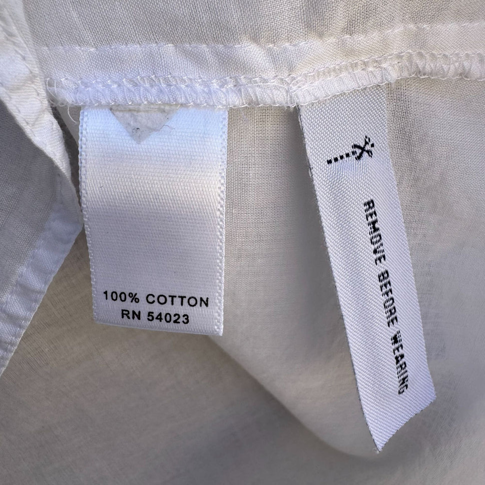 Banana Republic White Button Up Long Sleeve Chest Pockets Mandarin Collar Shirt