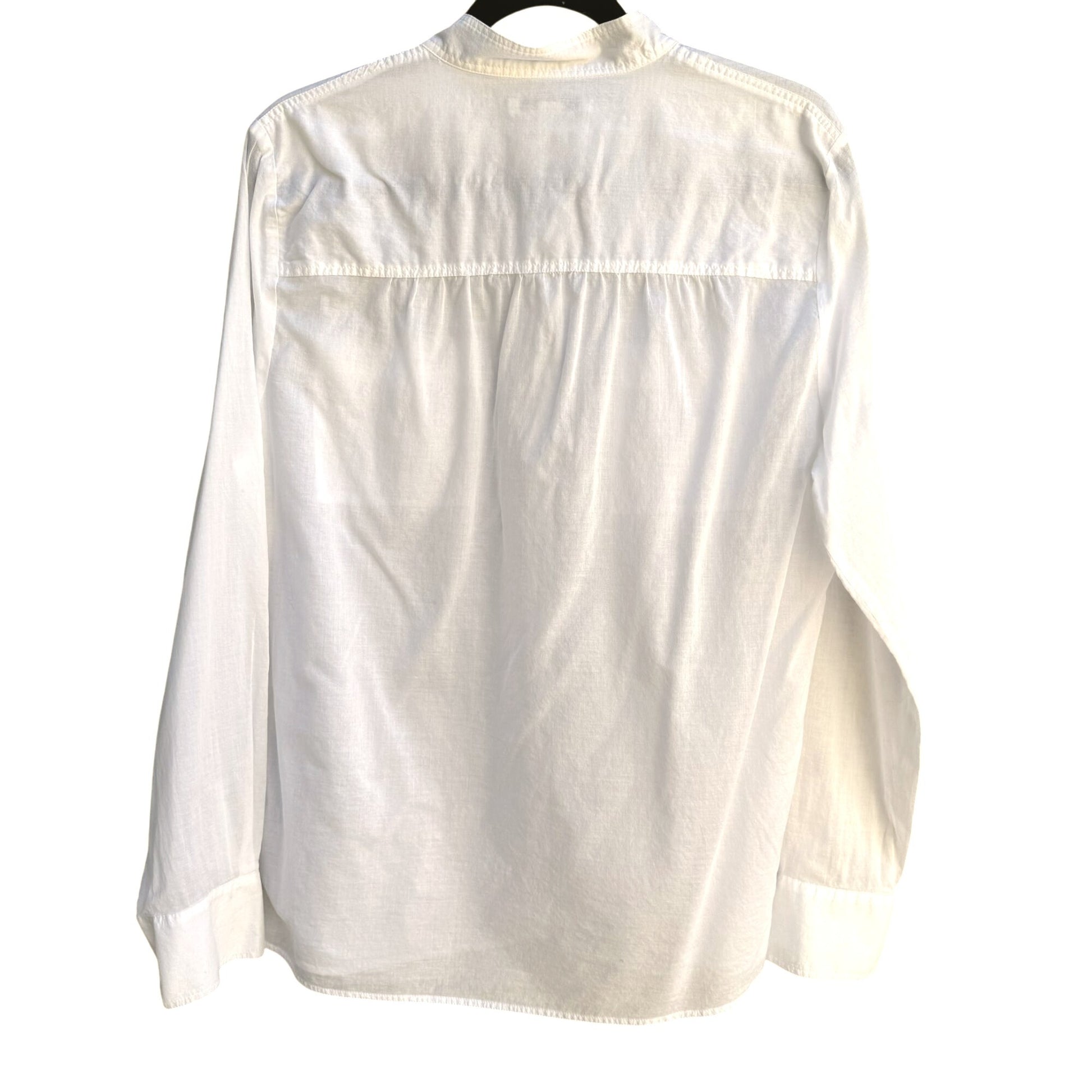 Banana Republic White Button Up Long Sleeve Chest Pockets Mandarin Collar Shirt