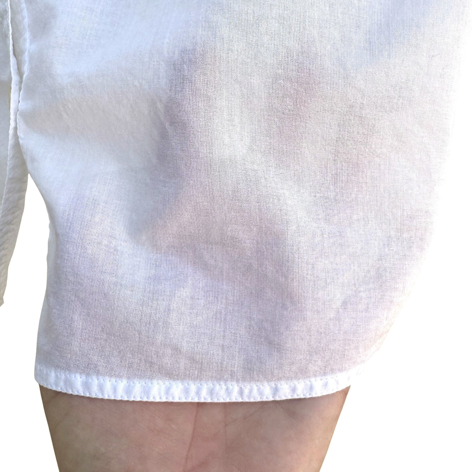 Banana Republic White Button Up Long Sleeve Chest Pockets Mandarin Collar Shirt