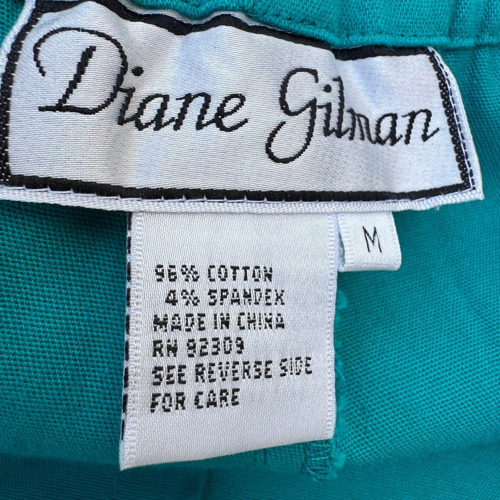 Diane Gilman Womens Teal Blue Stretch Twill Straight Leg Pants Size M New Tags