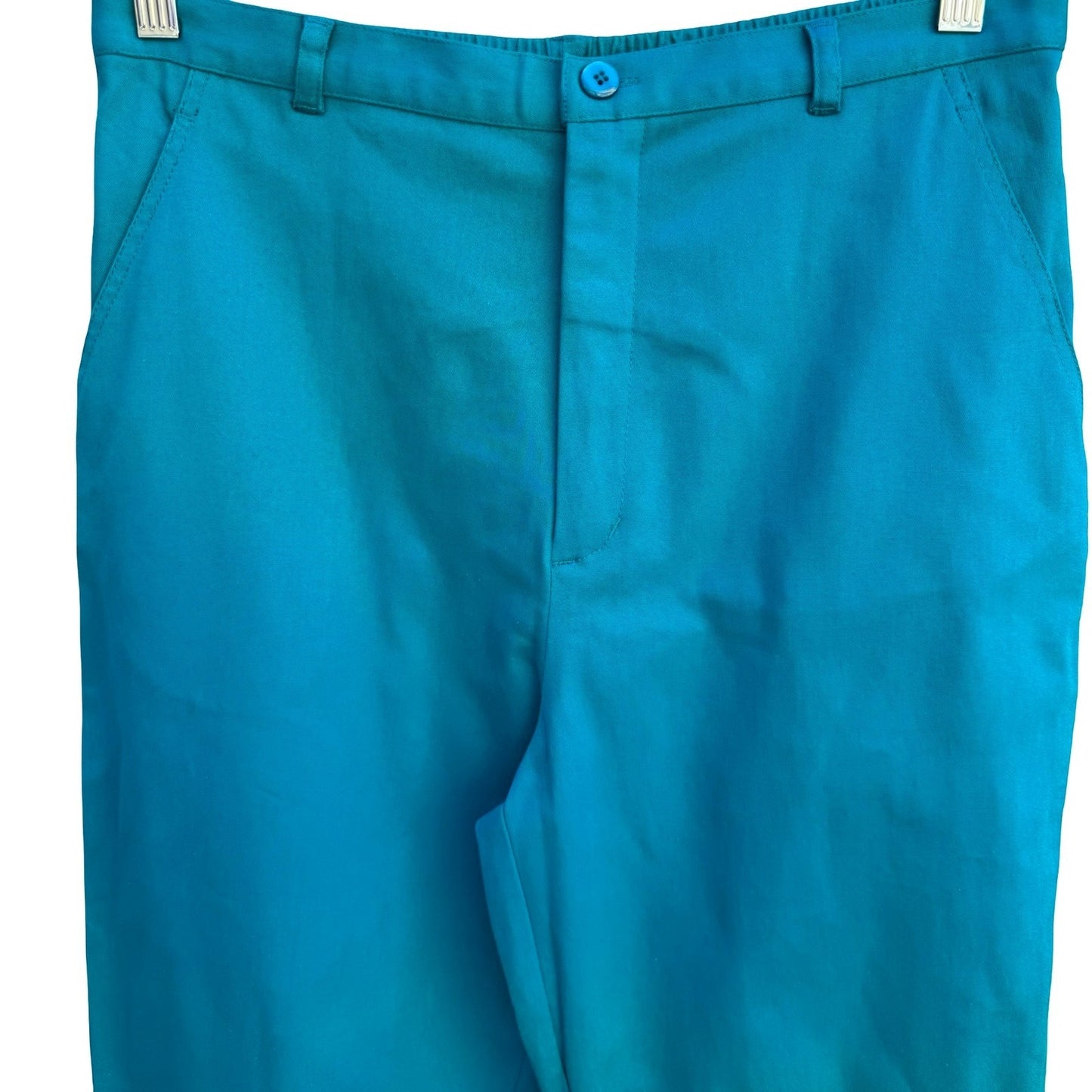Diane Gilman Womens Teal Blue Stretch Twill Straight Leg Pants Size M New Tags