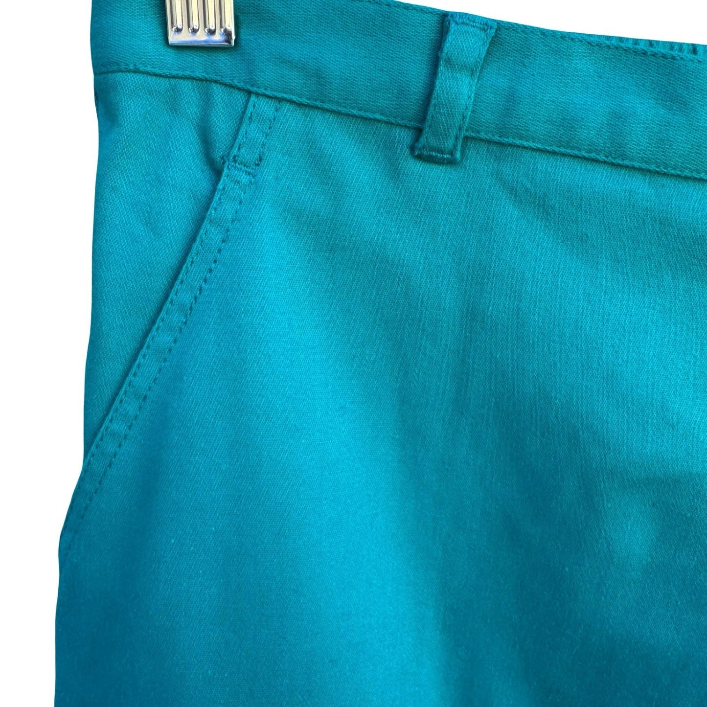 Diane Gilman Womens Teal Blue Stretch Twill Straight Leg Pants Size M New Tags