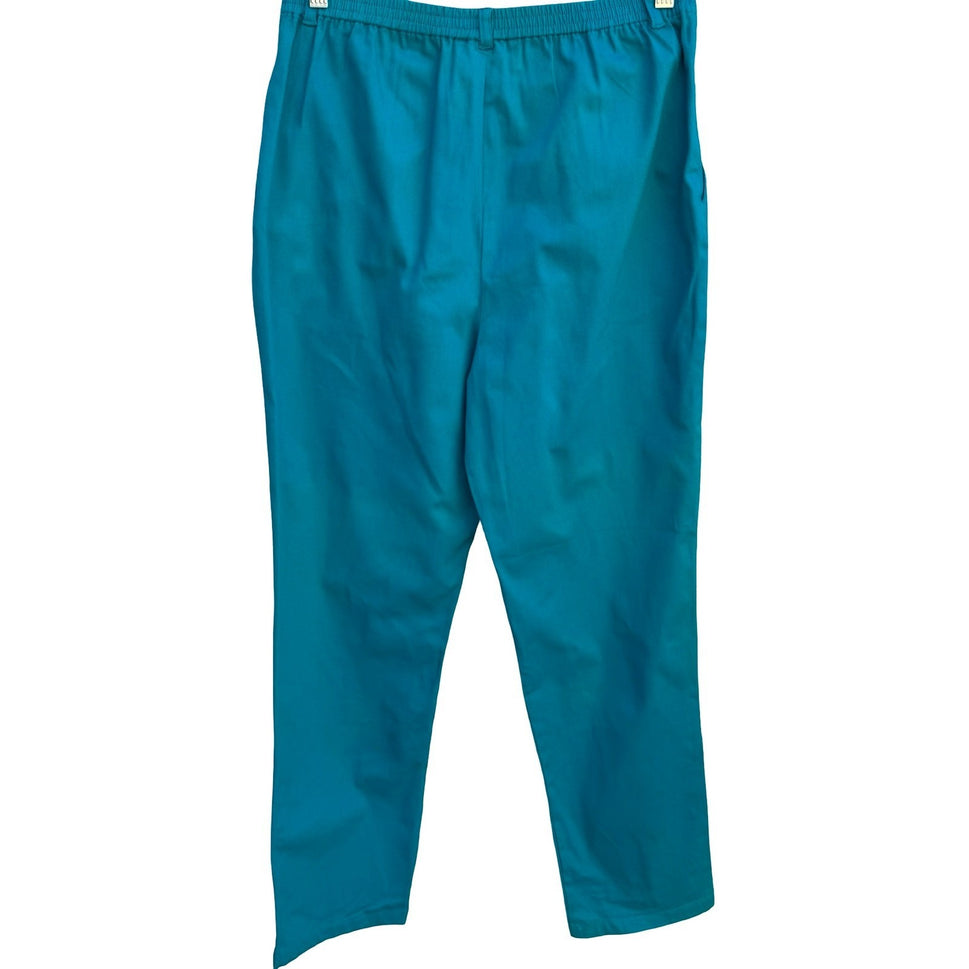 Diane Gilman Womens Teal Blue Stretch Twill Straight Leg Pants Size M New Tags