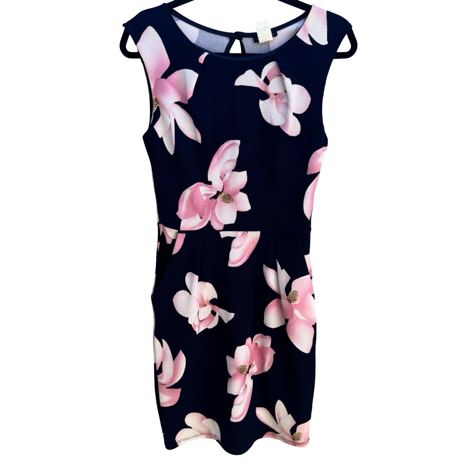 Kimcine Magnolia Floral Garden Party Feminine Sleeveless Cocktail Sheath Dress M