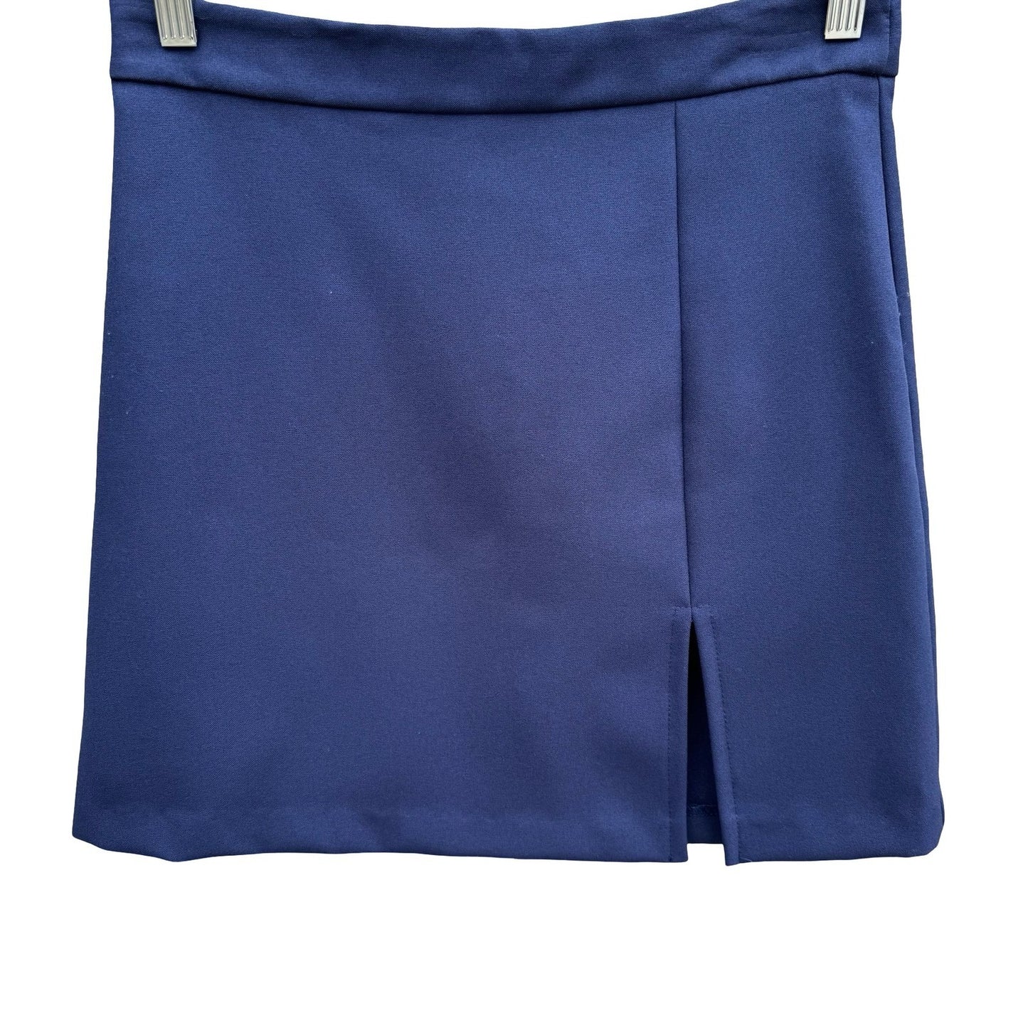 BCBG Paris Vintage Y2K 90s Navy A Line Preppy Mod Micro Mini Skirt Front Slit 4