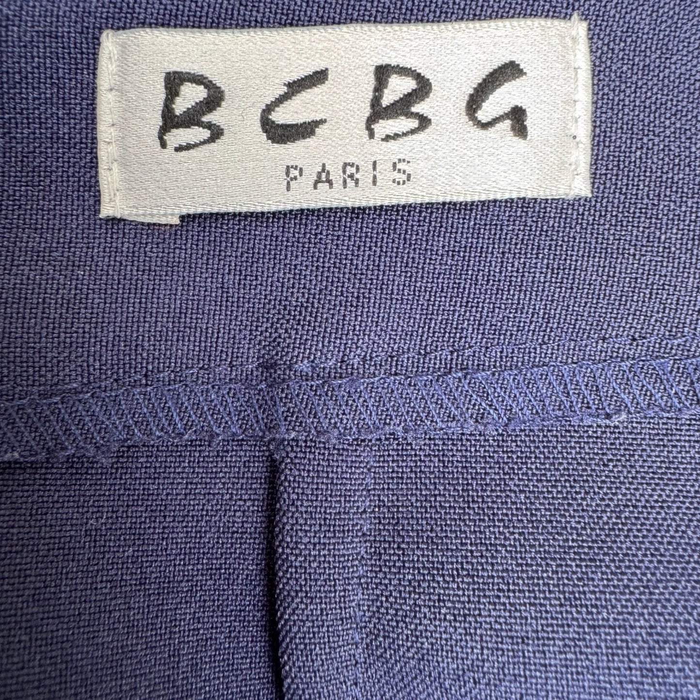 BCBG Paris Vintage Y2K 90s Navy A Line Preppy Mod Micro Mini Skirt Front Slit 4