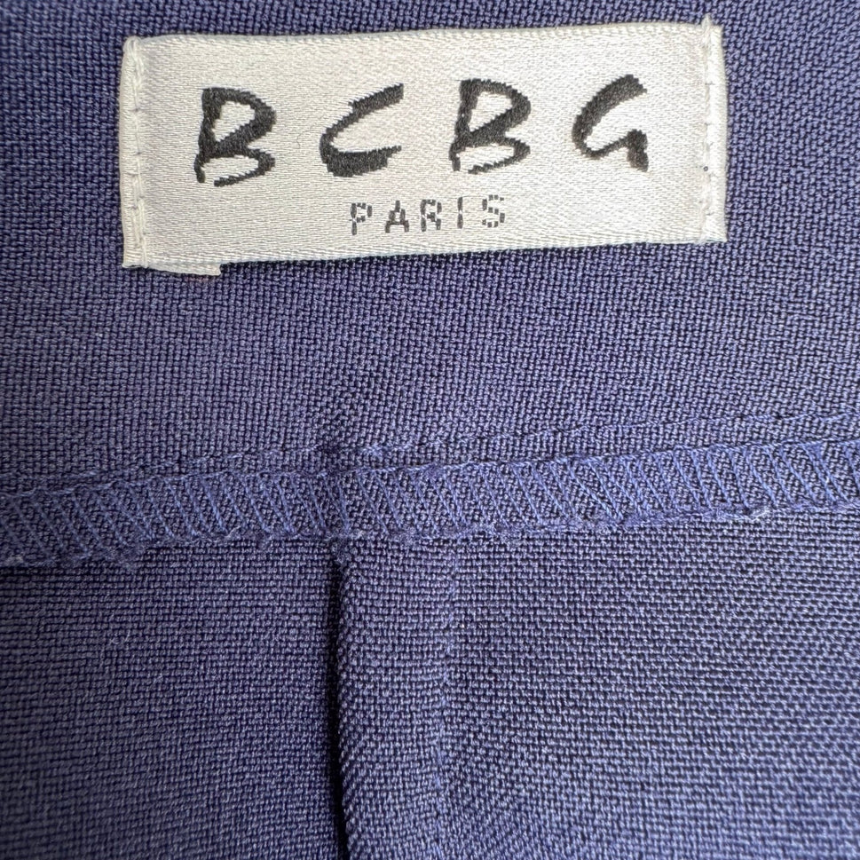 BCBG Paris Vintage Y2K 90s Navy A Line Preppy Mod Micro Mini Skirt Front Slit 4