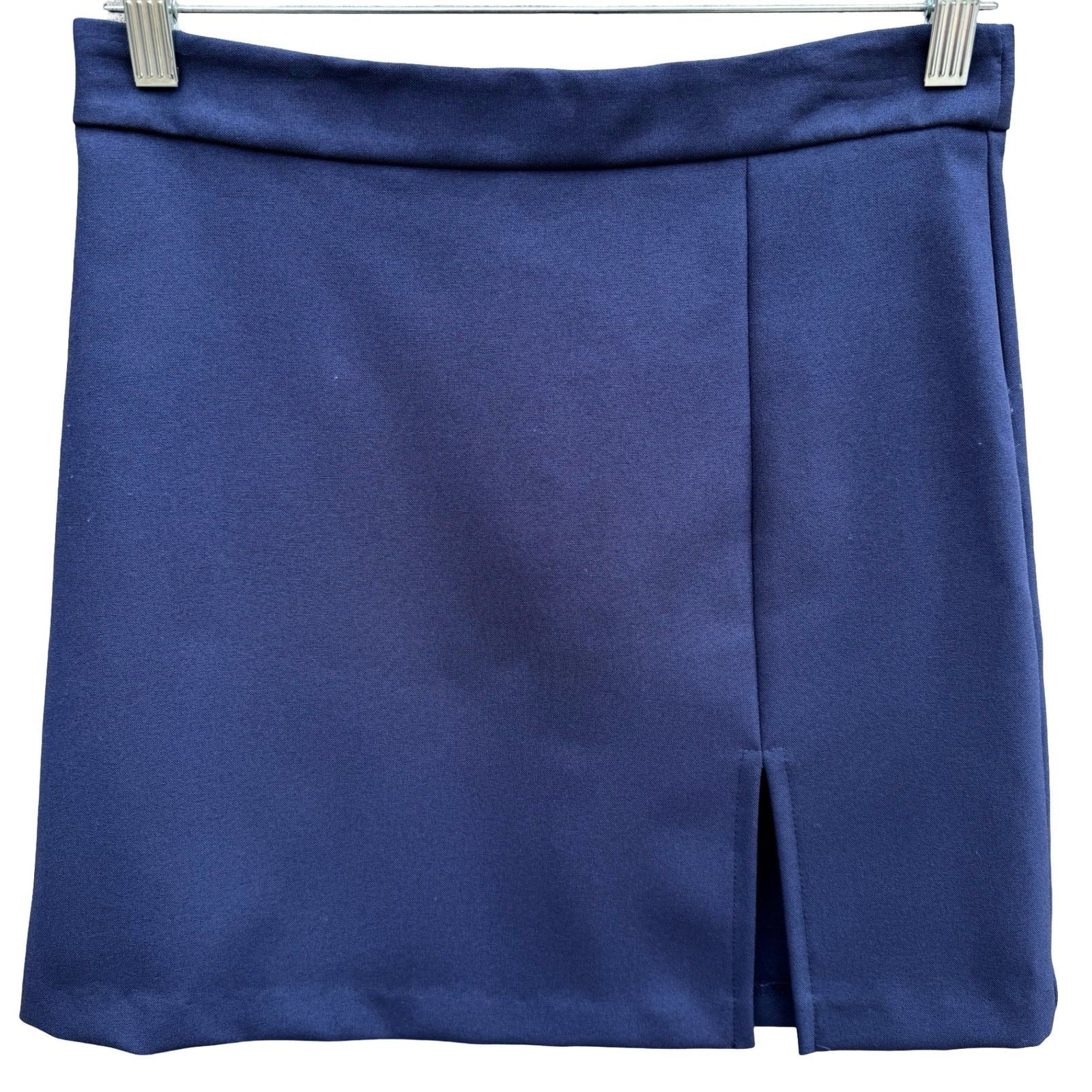 BCBG Paris Vintage Y2K 90s Navy A Line Preppy Mod Micro Mini Skirt Front Slit 4