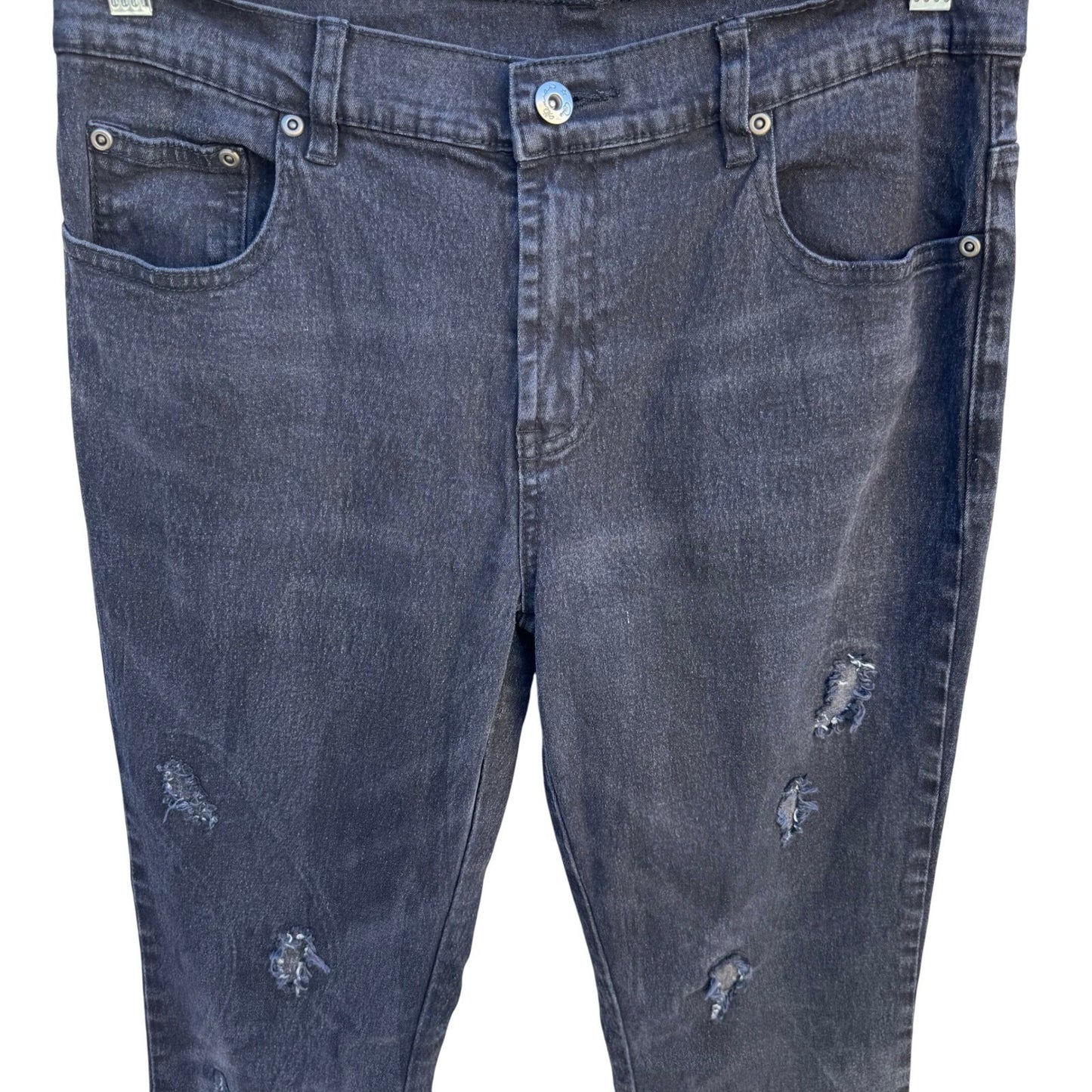 Diane Gilman DG2 Black Distressed Virtual Stretch Straight Leg Jeans Womens 8P