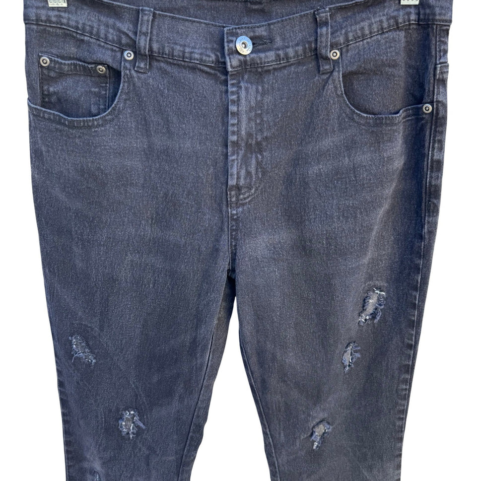 Diane Gilman DG2 Black Distressed Virtual Stretch Straight Leg Jeans Womens 8P