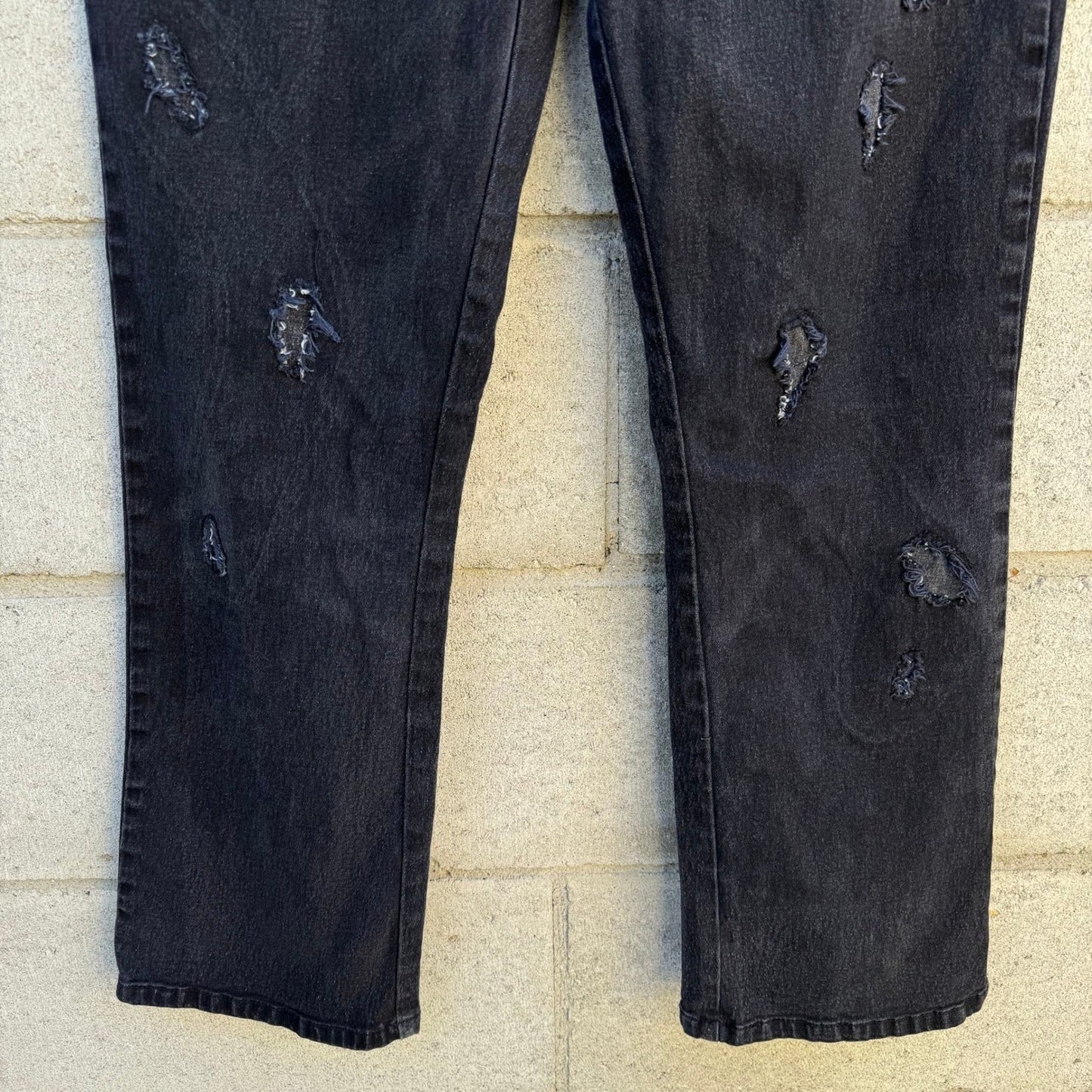 Diane Gilman DG2 Black Distressed Virtual Stretch Straight Leg Jeans Womens 8P