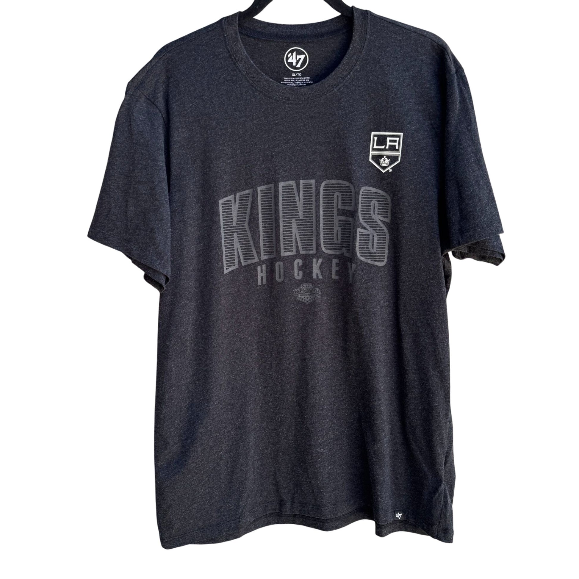 LA Kings Hockey 47 Brand Unisex Charcoal Heather Short Sleeve Shirt Graphic Tee