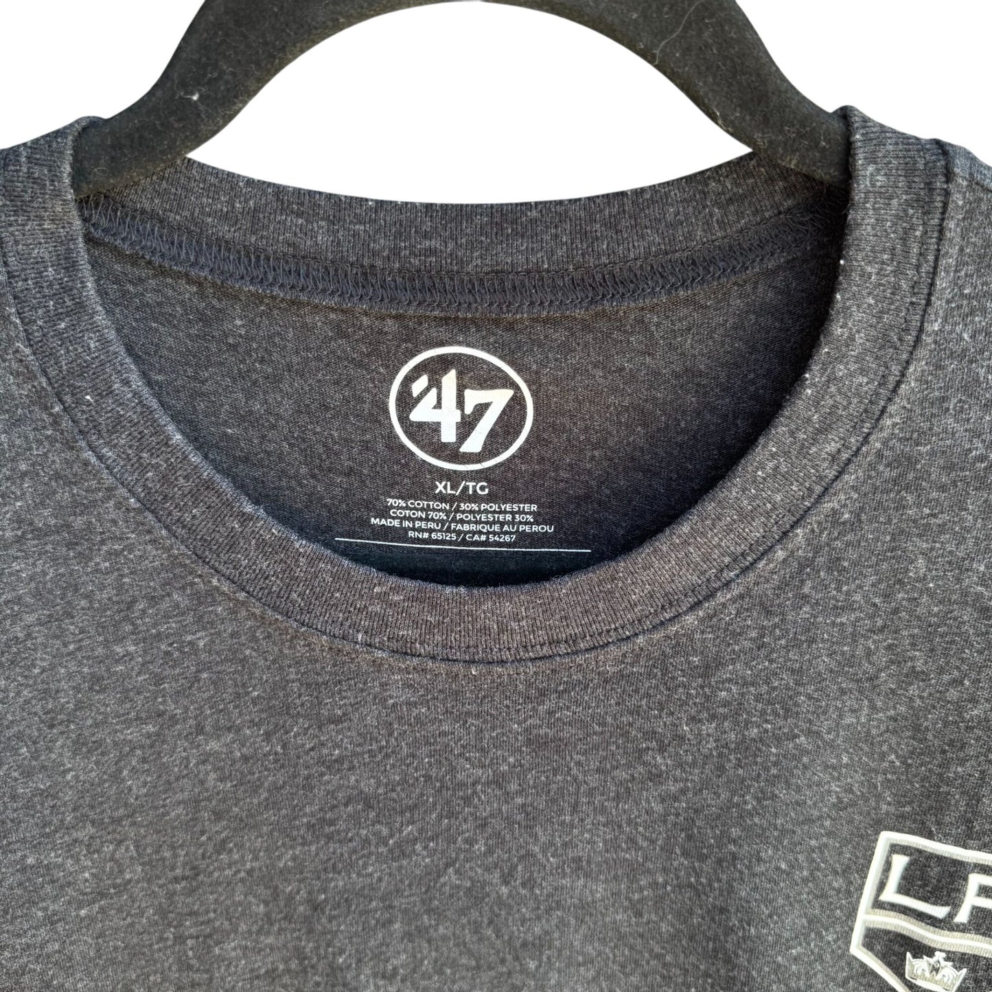 LA Kings Hockey 47 Brand Unisex Charcoal Heather Short Sleeve Shirt Graphic Tee