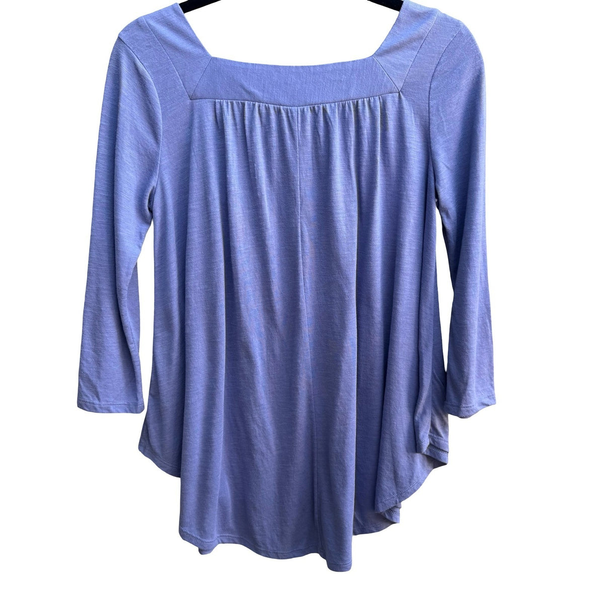 Mudd Boho Embroidered Crochet Trim Hippie Folk Tunic Peasant Top Periwinkle M